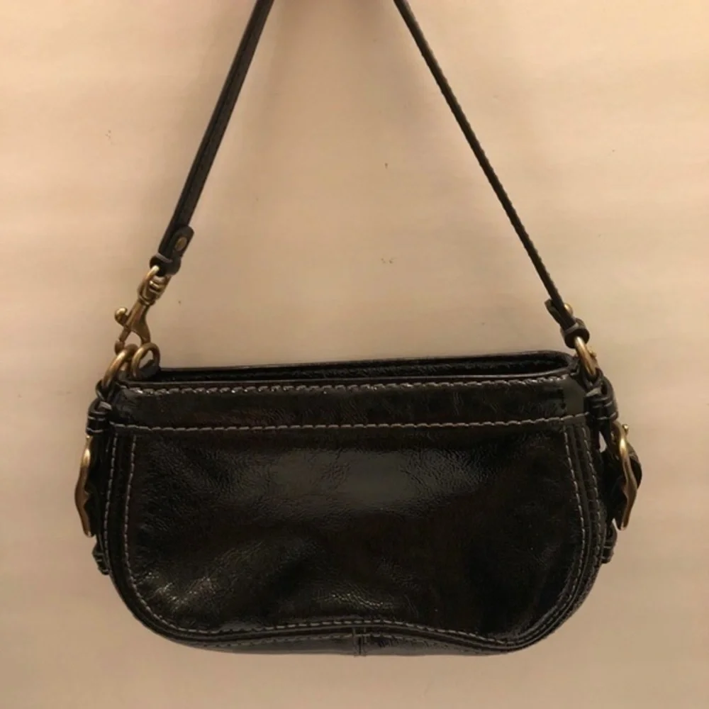 Coach black patent leather ultra rare vintage y2k mini Zoe bag wristlet